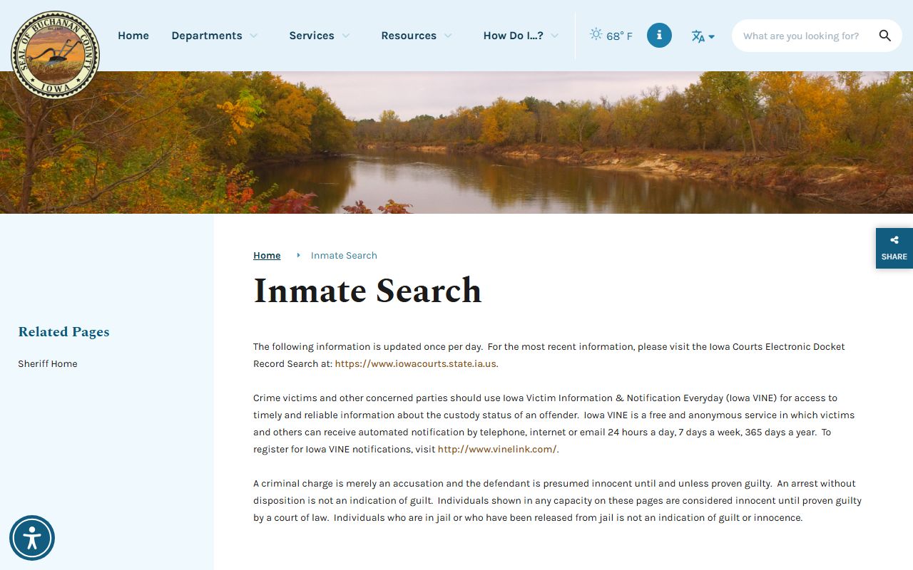 Buchanan County inmate population county inmate search page screenshot